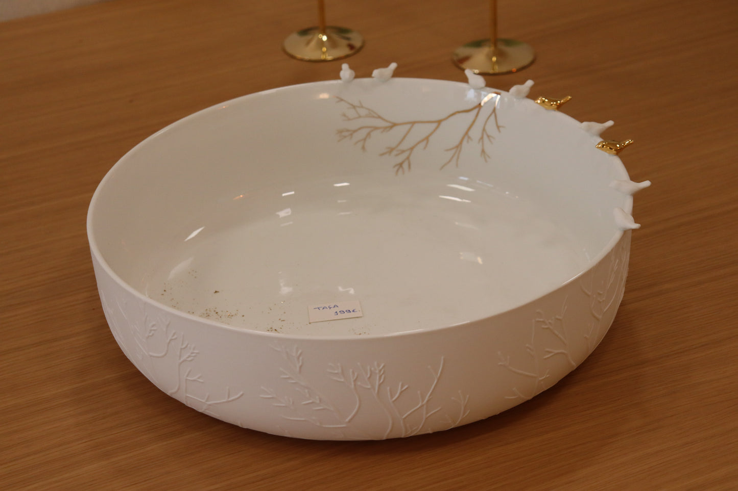 Taça grande c/ pormenor dos pássaros em dourado