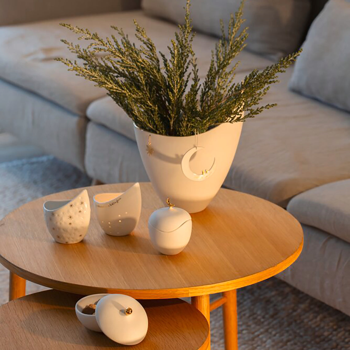 Taçinha com tampa | Céu estrelado e lua dourada