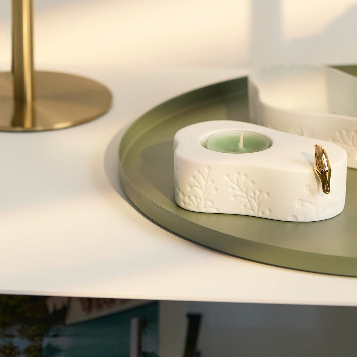 Magia de Inverno | Porta velas pássaro dourado
