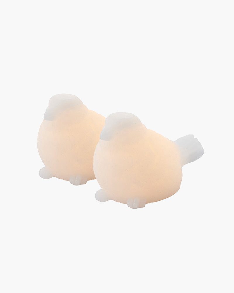 2 pássaros de cera com luz led embutida