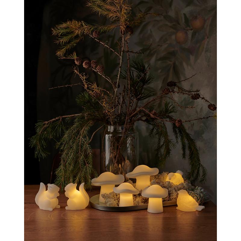 2 pássaros de cera com luz led embutida