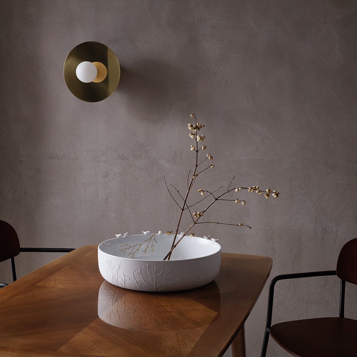 Taça grande c/ pormenor dos pássaros em dourado