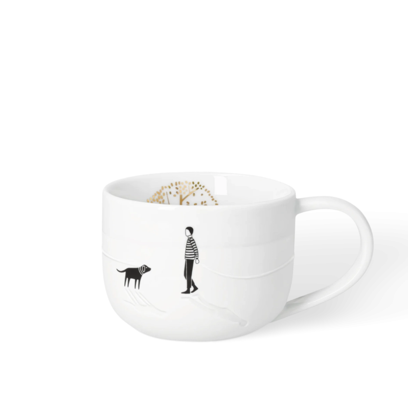 Caneca | homem a passear o cão