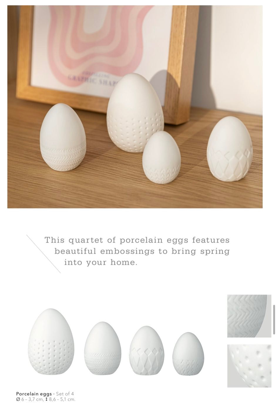 PÁSCOA | Conjunto de 4 ovos em porcelana
