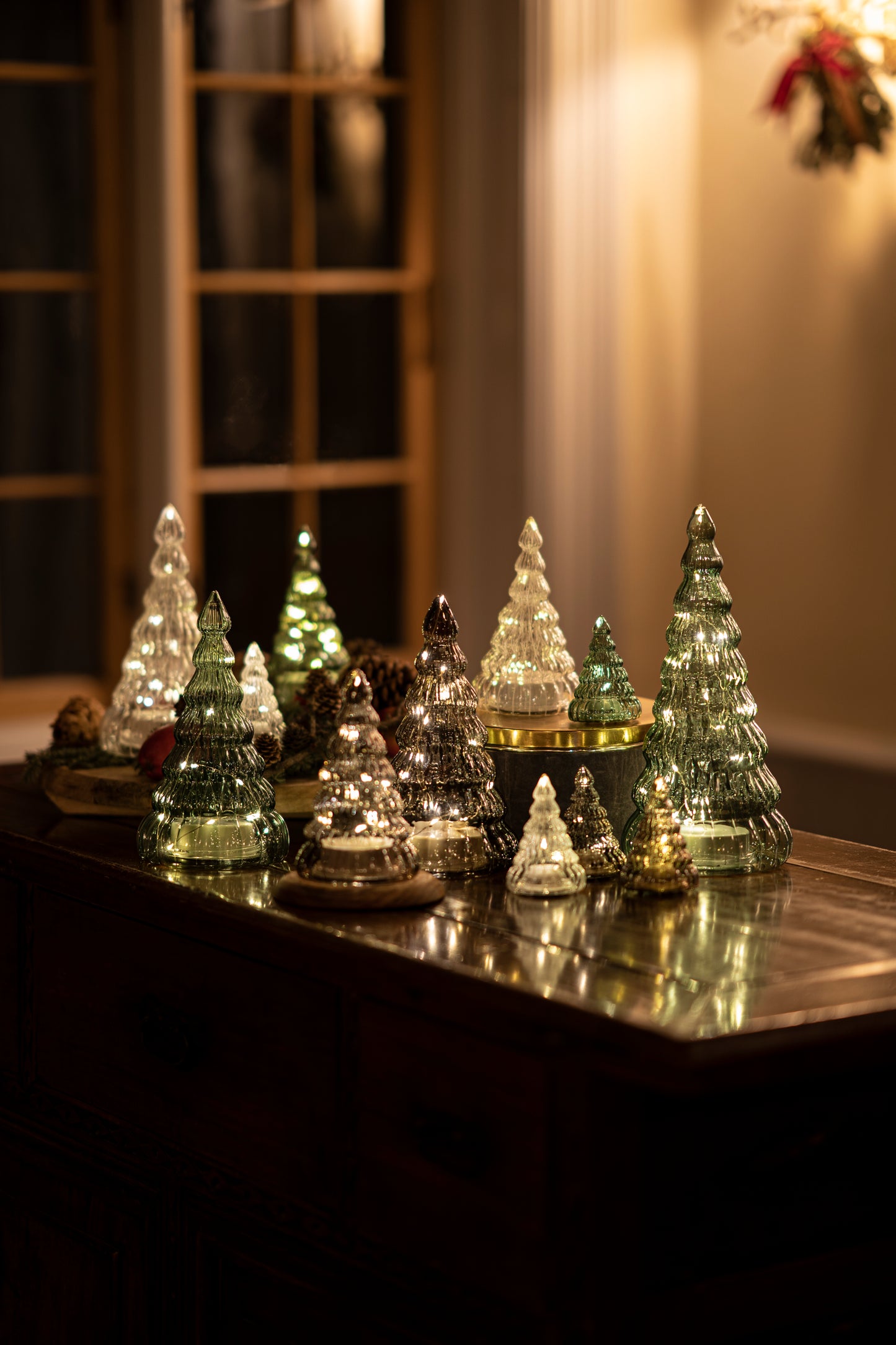 Árvore verde, H16,5cm, 10 leds 'LUCY'