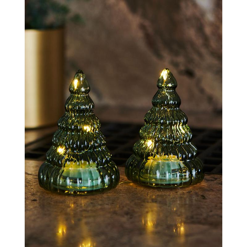 Conjunto de duas árvores verdes, H9cm, 2x3leds 'LUCY'