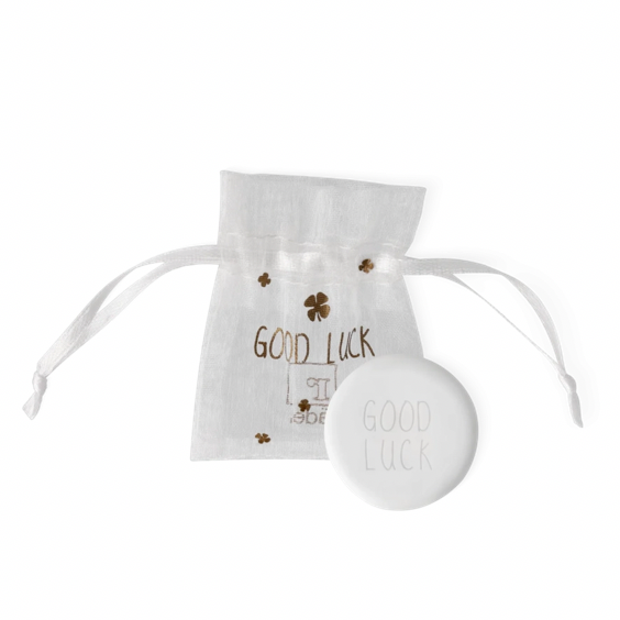 Moeda da sorte "Good Luck"- Trevo dourado