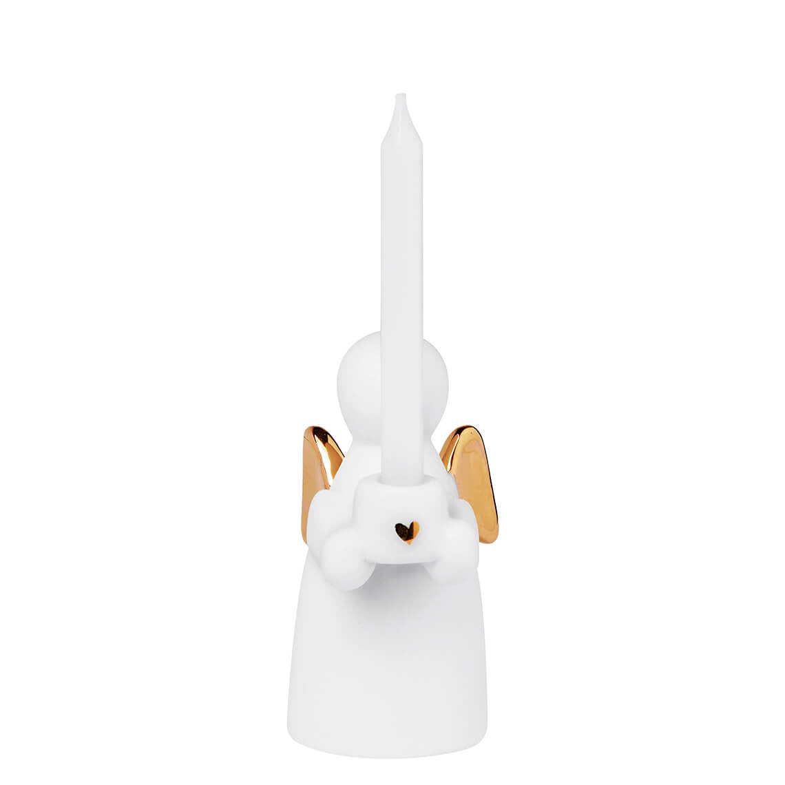 Castiçal com vela- Anjo da guarda em dourado