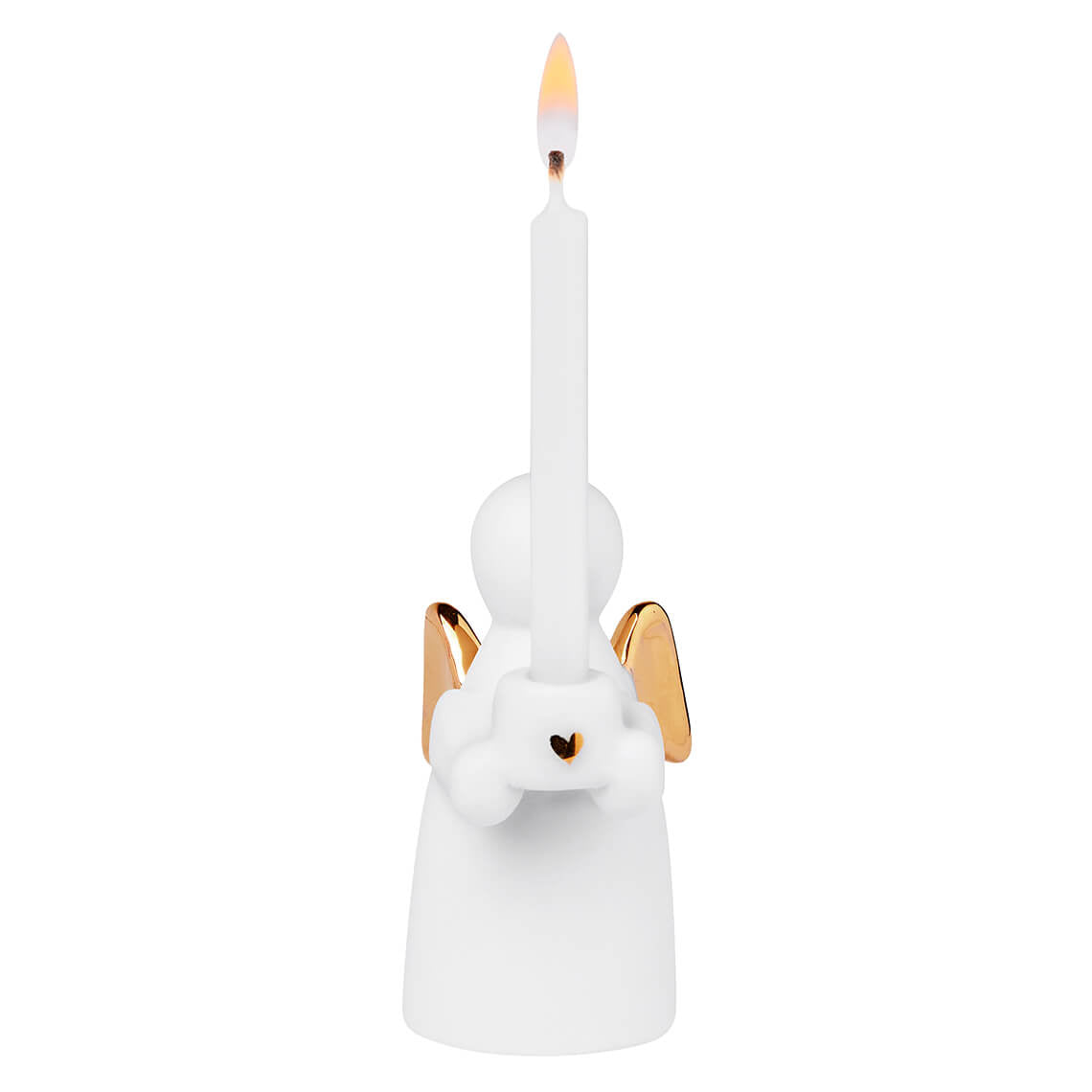 Castiçal com vela- Anjo da guarda em dourado