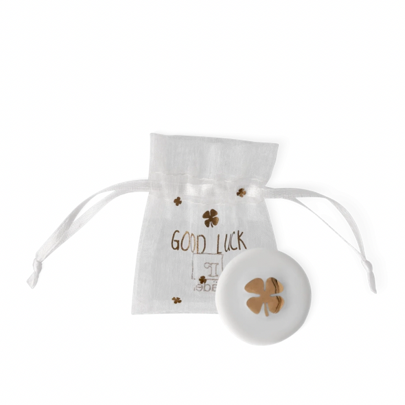 Moeda da sorte "Good Luck"- Trevo dourado