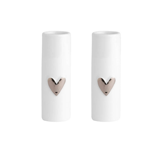 Conjunto de duas mini jarras com coração prateado