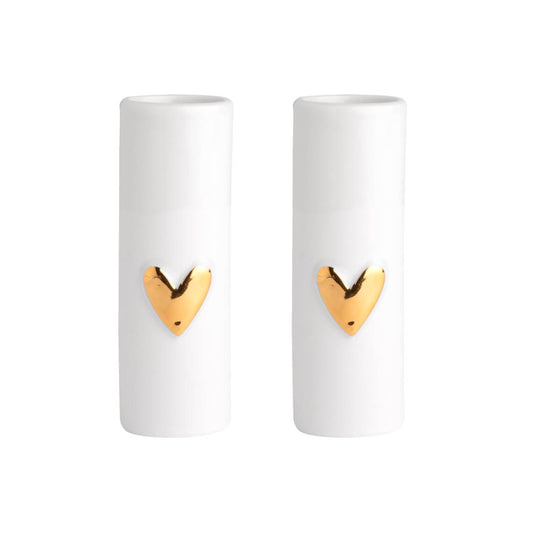 Conjunto de duas mini jarras com coração dourado