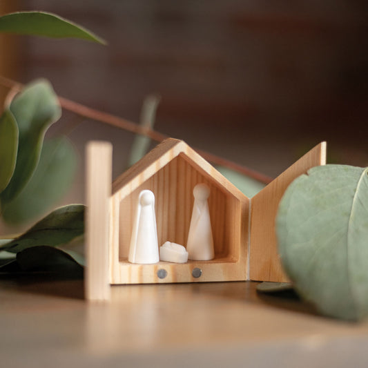 Mini presépio em caixa de madeira